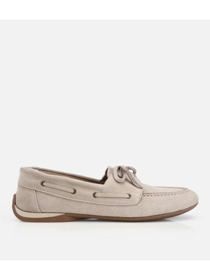 Hotiç Kadın Süet Deri Bej Comfort Günlük Loafer