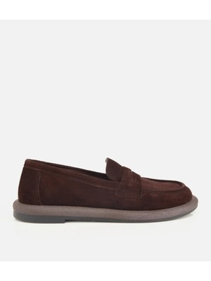 Hotiç 01AYH320510A480 KADIN Süet Deri Kahverengi Taban Detaylı Günlük Loafer