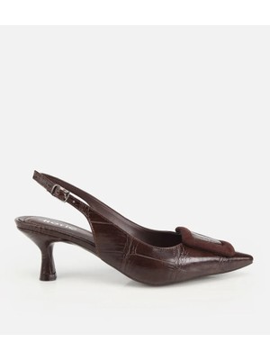 Hotiç 01AYH320780A480 KADIN Kahverengi Arkası Açık Toka Detaylı Kısa Topuklu Stiletto