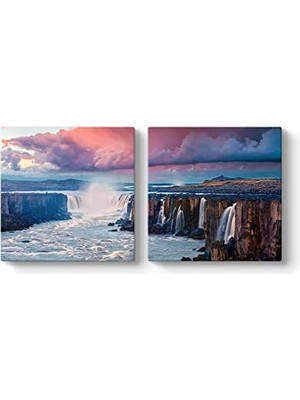 Vuralsin38 Jokulsa A Fjollum Şelalesi Tablosu 103 x 50-2 Parçalı