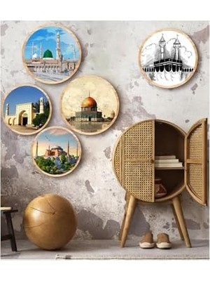 Vuralsin38 Notpa Dekorize Mdf 5 Parça 5 Mescid Çerçeve Görünümlü Tablo Set 5007, 8692016031745