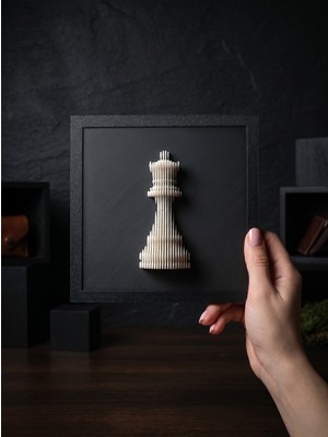 Mekatris Katmanlı Geometrik Satranç Vezir Heykeli - 18X18 cm Modern 3D Katmanlı Salon ve Ofis Dekoratif Obje