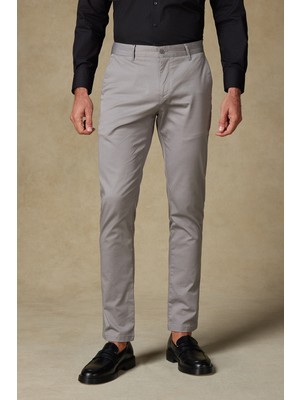Abbate Chino Twill Pamuk Karışımlı Regular Fit Gri Erkek Düz Pantolon