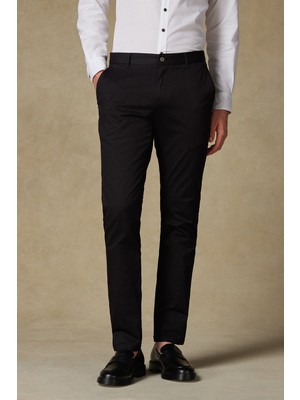 Abbate Chino Twill Pamuk Karışımlı Regular Fit Siyah Erkek Düz Pantolon