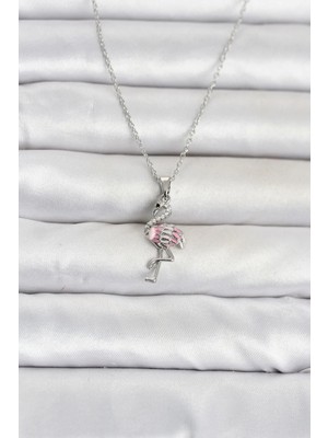 Inure Jewelry 316L Çelik Zincir Gümüş Renk Flamingo Model Kadın Kolye
