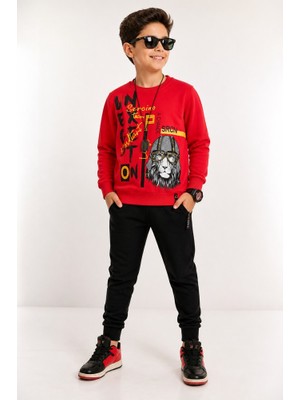 Stsahra  Erkek Çocuk Kırmızı Sweatshirt