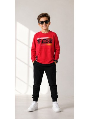 Stsahra  Erkek Çocuk Kırmızı Sweatshirt