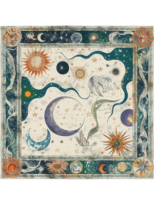 Pure Paris Çok Renkli Kadın Fular Celestial Myths