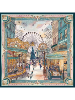 Pure Paris Çok Renkli Kadın Fular Carrousel De Noël