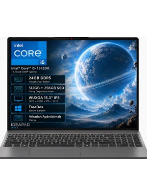 Lenovo IP3 83K100Q0TR-07 i5-13420H 24GB DDR5 512GB+256GB SSD WUXGA 15.3" IPS FreeDos