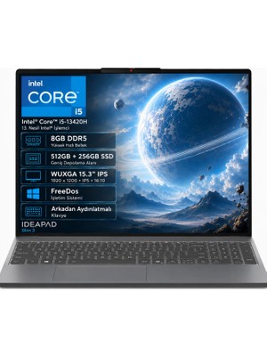 Lenovo IP3 83K100Q0TR-01 i5-13420H 8GB DDR5 512GB+256GB SSD WUXGA 15.3" IPS FreeDos