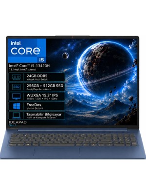 Lenovo Ideapad Slim 3 15IRH10 83K10062TR-09 Intel Core I5-13420H 24GB Ddr5 256GB+512GB SSD Wuxga 15.3" IPS 60Hz Freedos Taşınabilir Bilgisayar