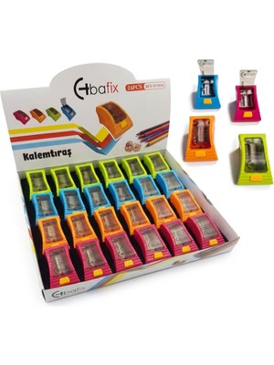 Belirtilmemiş Bafix Kalemtıraş Otomatik Kapaklı Çiftli Bfx-Sy1034 (24 Lü Paket)