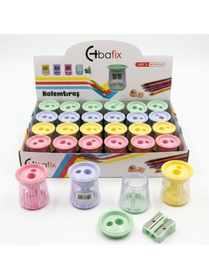 Belirtilmemiş Bafix Kalemtıraş Çift Delikli Kapaklı Bfx-Sy1107 (24 Lü Paket)
