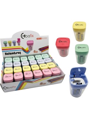 Belirtilmemiş Bafix Kalemtıraş Otomatik Kapaklı Çiftli Bfx-Sy1110 (24 Lü Paket)