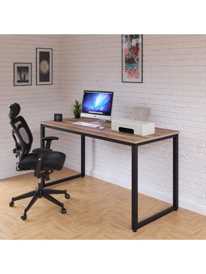 Ceramical MS1 Modern Tasarımlı Metal Ayaklı Çalışma Masası 140cm Ceviz Yonga Levha Malzemeden