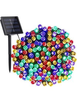 Zigver Solar Güneş Enerjili Dış Bahçe Aydınlatma 10METRE 100 LED Renkli Plastik Su Geçirmez 8 Modlu