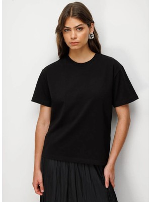 Mizalle Siyah Kadın T-Shirt M2MZ1030180036