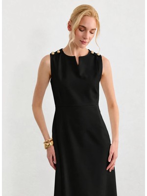 Selen Siyah Kadın V Yaka Elbise 26YSL7788