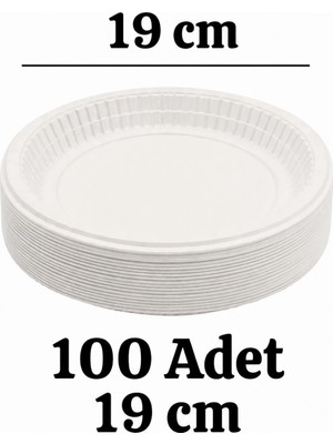 Mçb Group 19 cm Plastik Tabak 100 Adet Beyaz Tek Kullanımlık Parti Piknik Doğum Günü