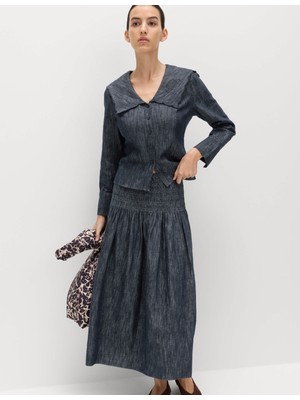 Marks & Spencer Keten Karışımlı Denim Gömlek