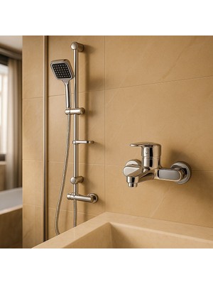 Viosa Krom Sürgülü Duş Seti Banyo Duş Bataryası 2 'li Set 5 Yıl Garantili