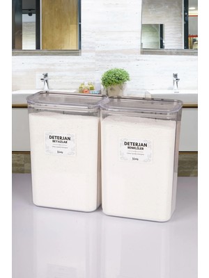 Naturelove 2'li Vakumlu Kapak Toz Deterjan Kutusu Renkliler Beyazlar Etiketli 3 Litre