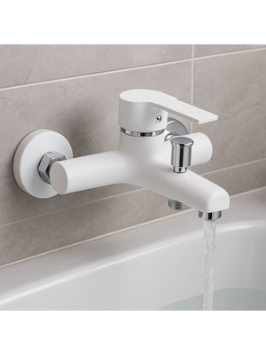 Viosa Beyaz Delta Lüx Banyo Duş Bataryası 5 Yıl Garantili Musluk