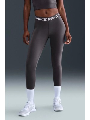 Nike Pro 365 Dri Fit Training Legging Tight Fit Thunder Grey White Kadın File Panelli Spor Tayt Füme
