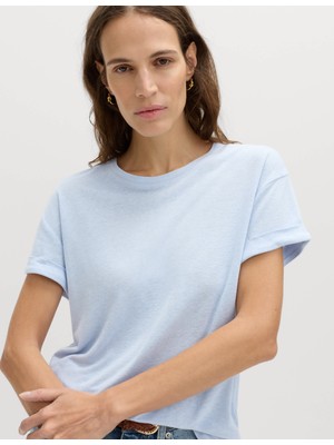 Marks & Spencer Yuvarlak Yaka Keten Karışımlı T-Shirt