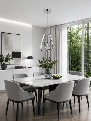 Gusto Lighting Mina Tekli Krom LED Sarkıt Avize,3 Renk Yanabilen Modern Avize,salon LED Avize