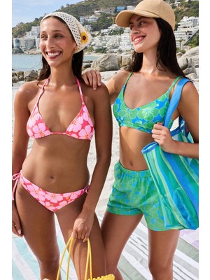 Penti Beralis Balen Bralet Çiçekli Dokulu Bikini Üstü