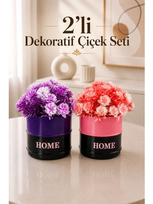 Naturelove 2'li Fiora Dekoratif Yapay Çiçek Seti - Home Saksılı Balkon Salon Mutfak Ofis Dekor Çiçeği
