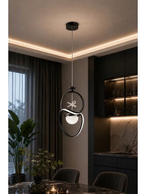 Gusto Lighting Luna Modern LED Sarkıt Avize Siyah 3, Renk Yanabilen Modern Avize,salon LED Avize