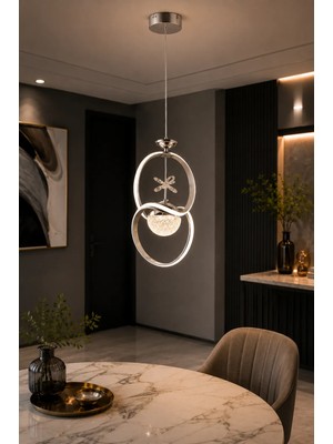 Gusto Lighting Luna Modern LED Sarkıt Avize Krom 3 Renk Yanabilen Modern Avize,salon LED Avize