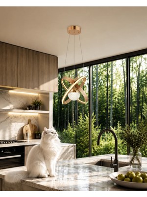 Gusto Lighting Nova Tek Top Gold LED Sarkıt Avize,3 Renk Yanabilen Modern Avize,salon LED Avize
