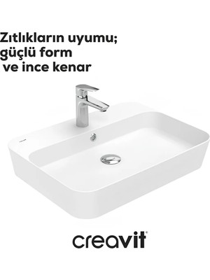 Creavit Loop Dikdörtgen Beyaz Delikli Lavabo 60 Cm LP061