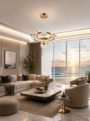 Gusto Lighting Elizan Tekli Gold LED Sarkıt Avize,3 Renk Yanabilen Modern Avize,salon LED Avize