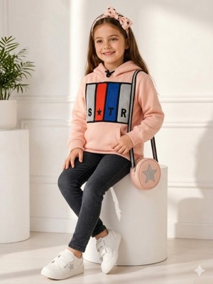 Stsahra  Kız Çocuk Pudra Sweatshirt