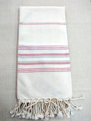 Mandaş Pamuklu El Dokuma Peştemal (80X200) - Krem Pembe