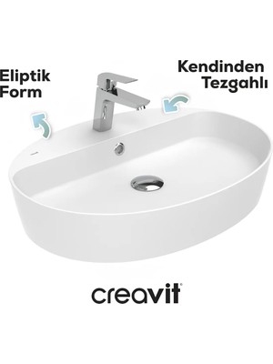 Creavit Loop Oval Beyaz Delikli Lavabo 60 Cm LP161