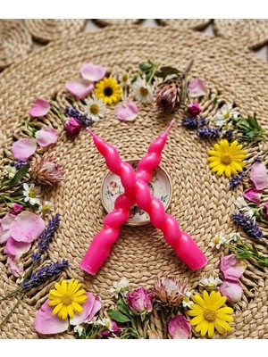 Drn Pembe Renkli Spiral, Burgulu Pinterest Model Şamdan Mum 2' Li Set