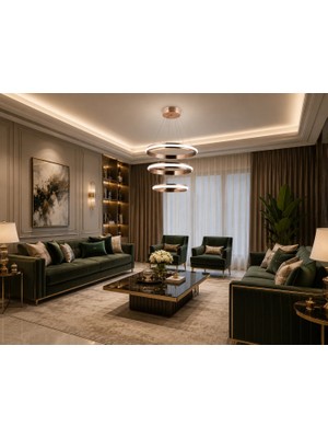 Gusto Lighting Artemis Modern Gold LED Sarkıt Avize,3 Renk Yanabilen Modern Avize,salon LED Avize