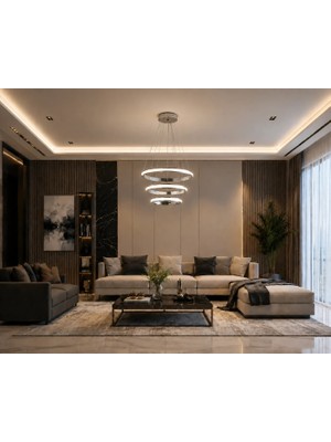 Gusto Lighting Artemis Modern Krom LED Sarkıt Avize,3 Renk Yanabilen Modern Avize,salon LED Avize
