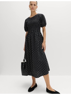 Marks & Spencer Pamuk Karışımlı Desenli Midi Elbise