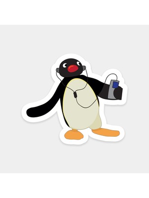 Müzik Dinleyen Penguen Sticker