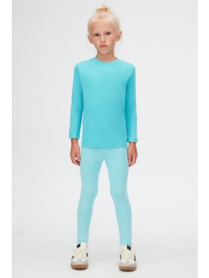 Lovetti Açık Turkuaz Unisex Çocuk Kışlık Uzun Kollu Basic Tişört