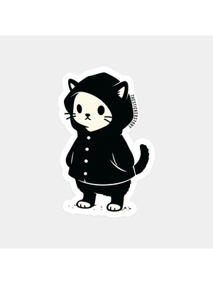Yağmurluklu Kedi Sticker