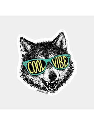 Mutlu ve Havalı Kurt Sticker