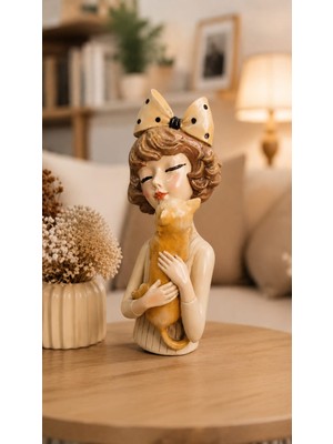Gardenya Minik Kedi Dost Figürlü Polyester Kız Dekorafif Obje & Biblo